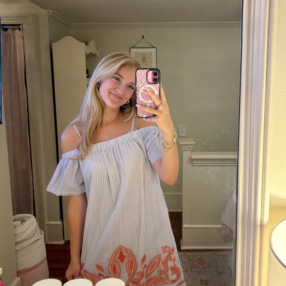 Boutique Blue and Coral Dress